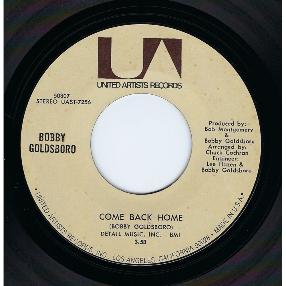 Bobby Goldsboro Vinyl 45 Come Back Home / I'll Remember You NM Rock